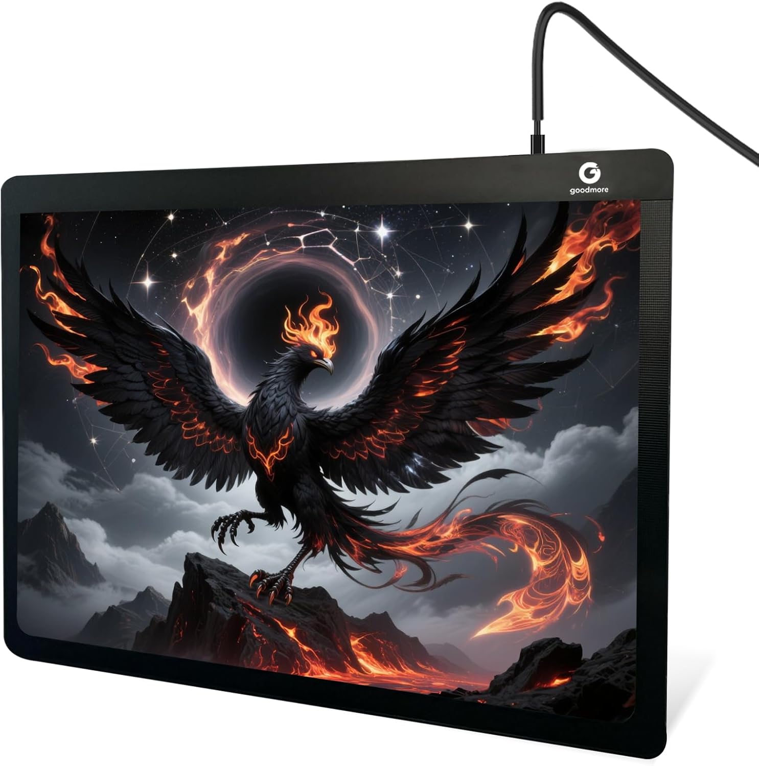 لوحة ماوس ألعاب زجاجية مع مصابيح LED، وسادة ماوس رياضية احترافية مع منفذ من النوع C، سطح صلب فائق النعومة لغرفة النوم المكتبية والألعاب، قاعدة سيليكون كبيرة غير قابلة للانزلاق （11.8 بوصة × 15.7 بوصة)