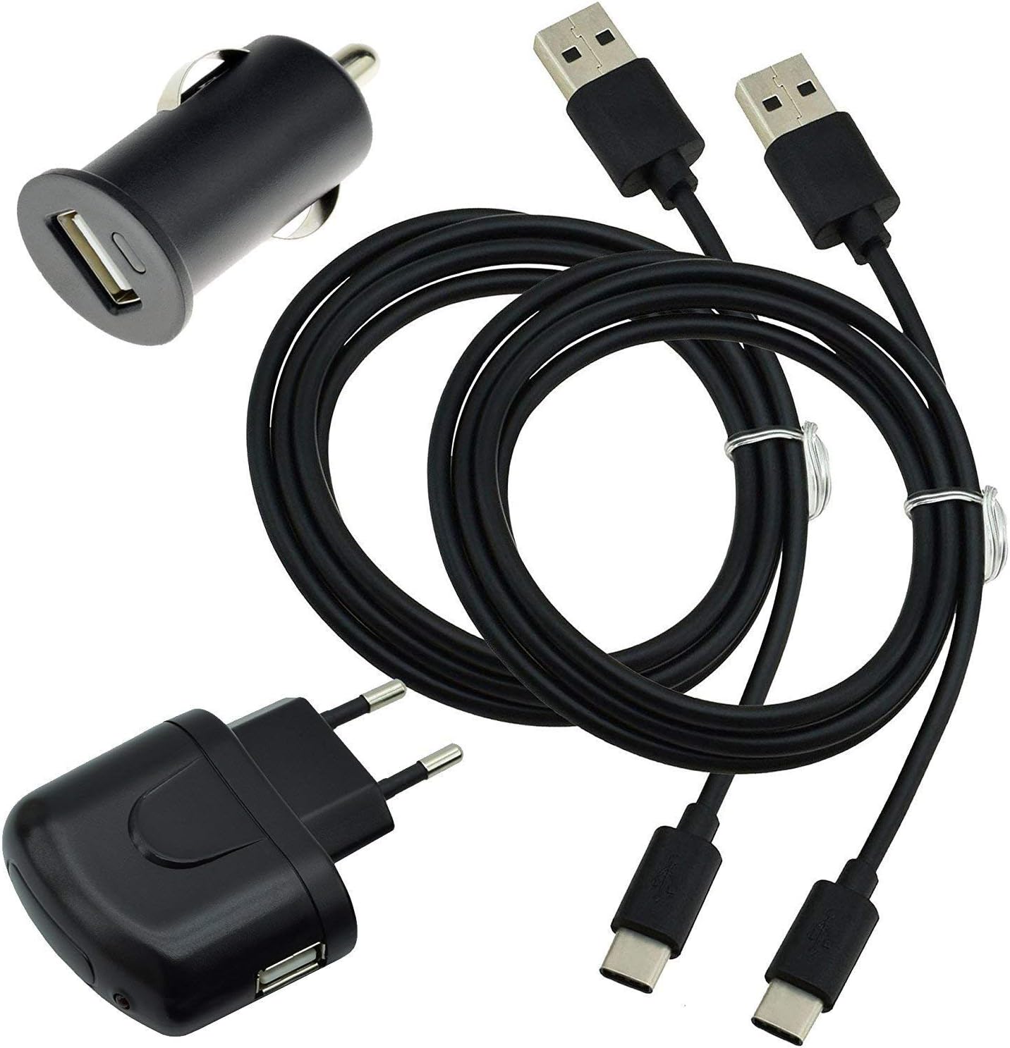 4 in 1 Set Accessories Compatible with Xiaomi Poco C40 2 x USB Type C Data Cable / 1 x Power Adapter Car Charger (Suncase-Store) USB C Power Charger