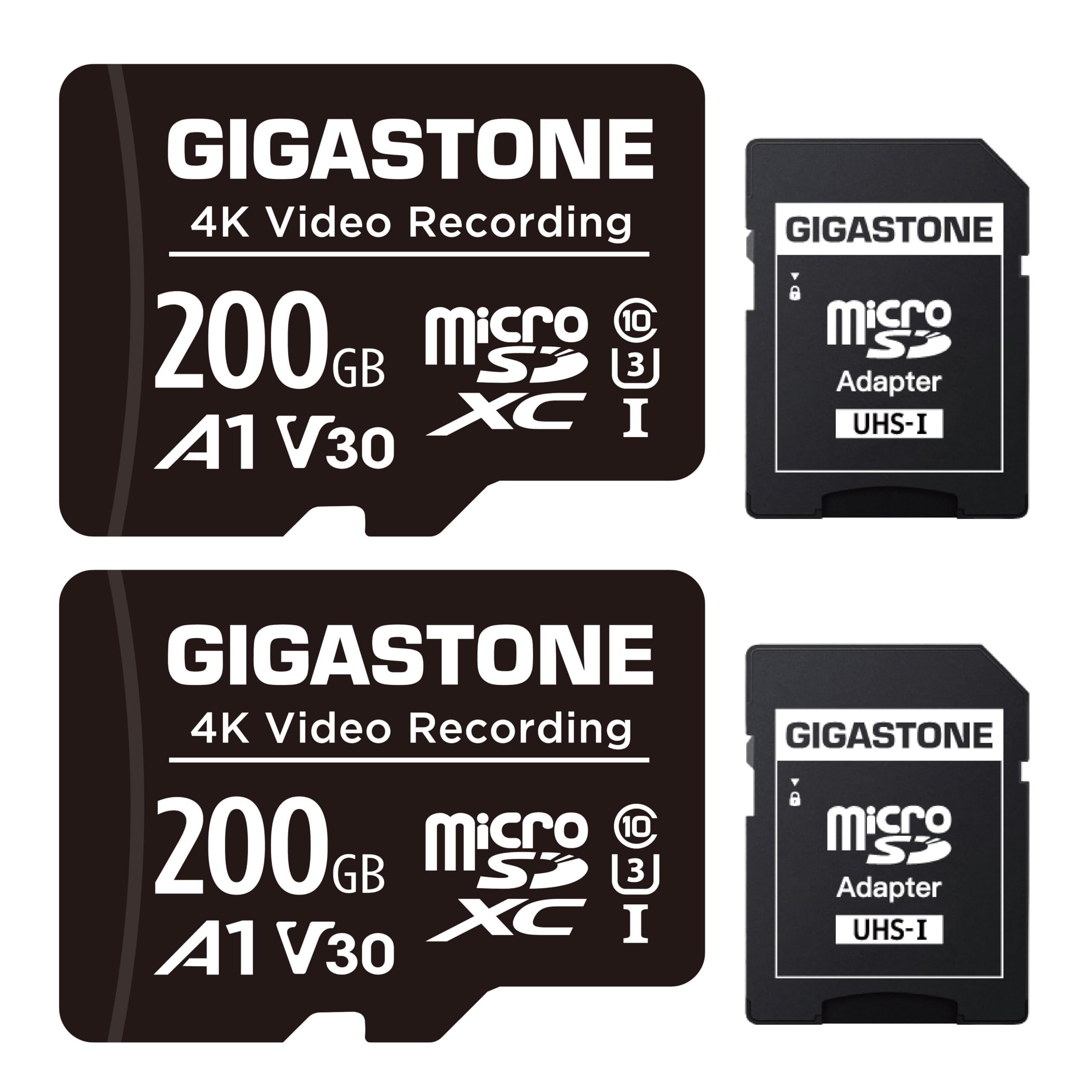 GIGASTONE 200GB Micro SD Card 2-Pack, A1 V30 4K Video Recording, Compatible with Security Camera, Dash Cam, Drone, 100MB/s MicroSDXC Memory Card UHS-I, with Adapter-image-18