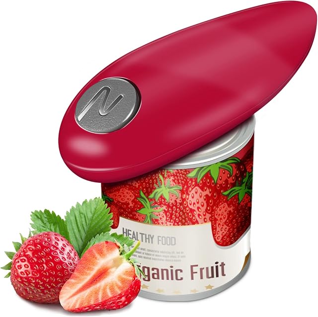 Homme Can Opener, Electric Can Opener, Smooth Edge Tin Opener, One Touch Can Opener, 2AA Battery Operated Hands-Free Use Can Opener, Tools, Great Arthritis Seniors Chefs (Red), Red-c (RCOP-17)