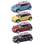 KiNSMART - Mini Cooper S 5 1:28 Scale Die Cast Metal Model Toy Car (4 Set British Flag)