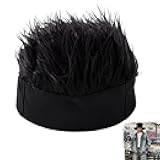 Men's Funky Faux Fur Knit Beanie Hat, Hip-Hop Style, Funny Realistic Short Wig Cap