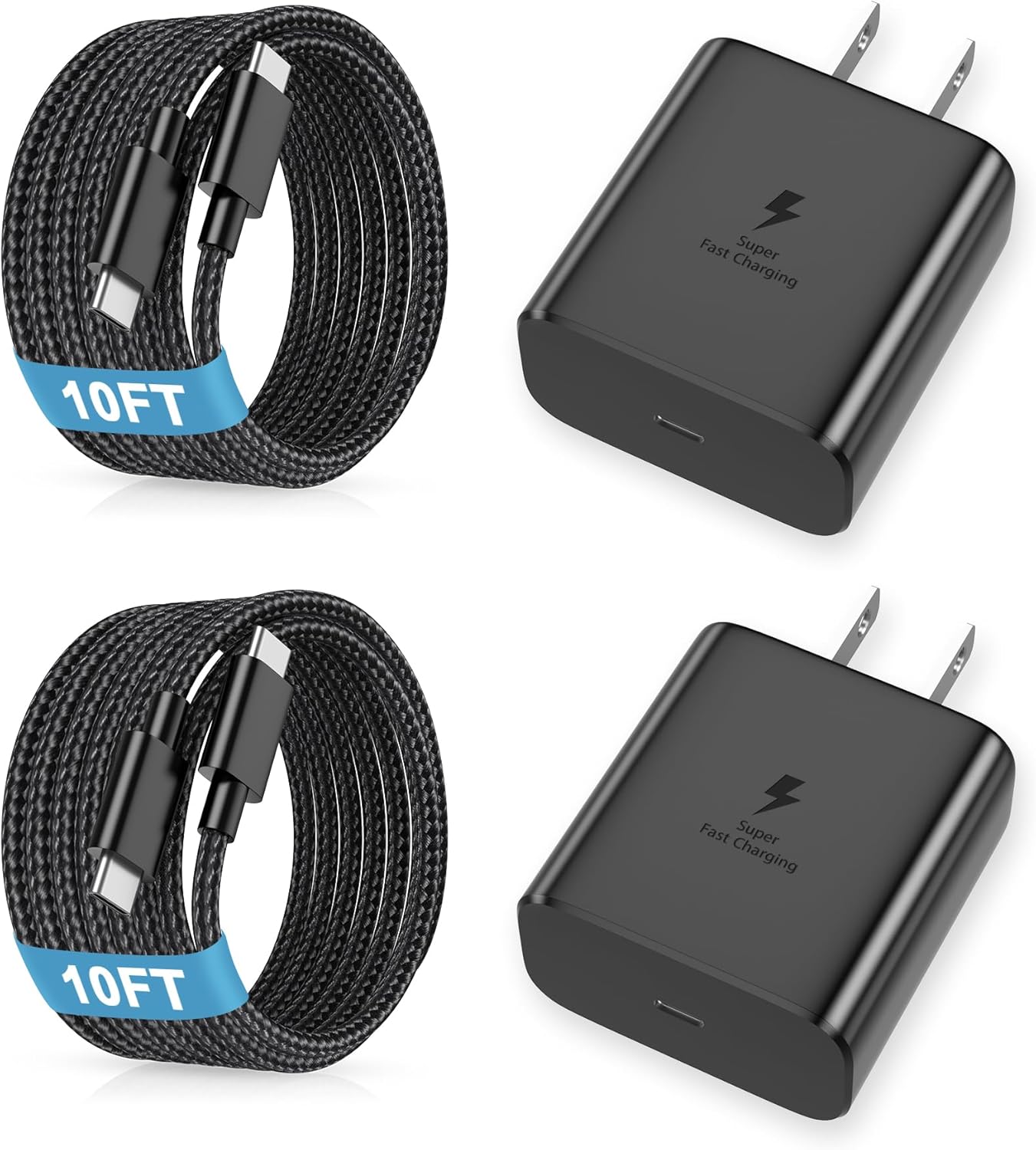 45W Fast Charger USB C, 45W Type C Fast Charger for Samsung Galaxy S25 Ultra/S25+/S24 Ultra/S24+/S23 Ultra/S23+/S22/S20, Tab 10FT Type C Cords