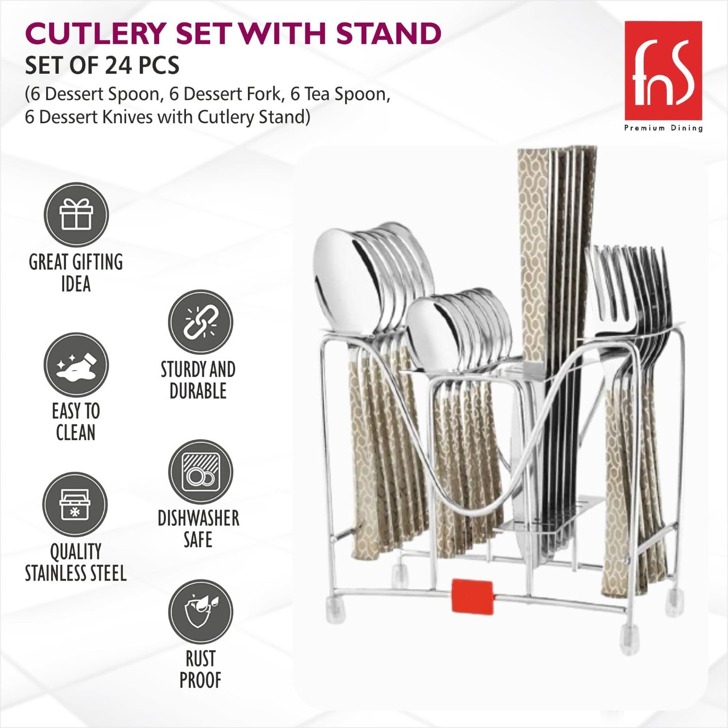 Montavo Cutlery Set - 24 Piece Stainless Steel -3