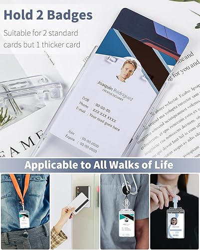 Miniatura 5 de Pawfly Paquete de 5 portatarjetas de identificación con bloqueo permanente para tarjetas de uso menos frecuente, estuche vertical de plástico duro,