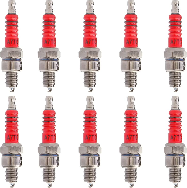 Vela de ignição LIYYDS A7TC para motores GY6 e motocicletas – Conjunto com 10 unidades