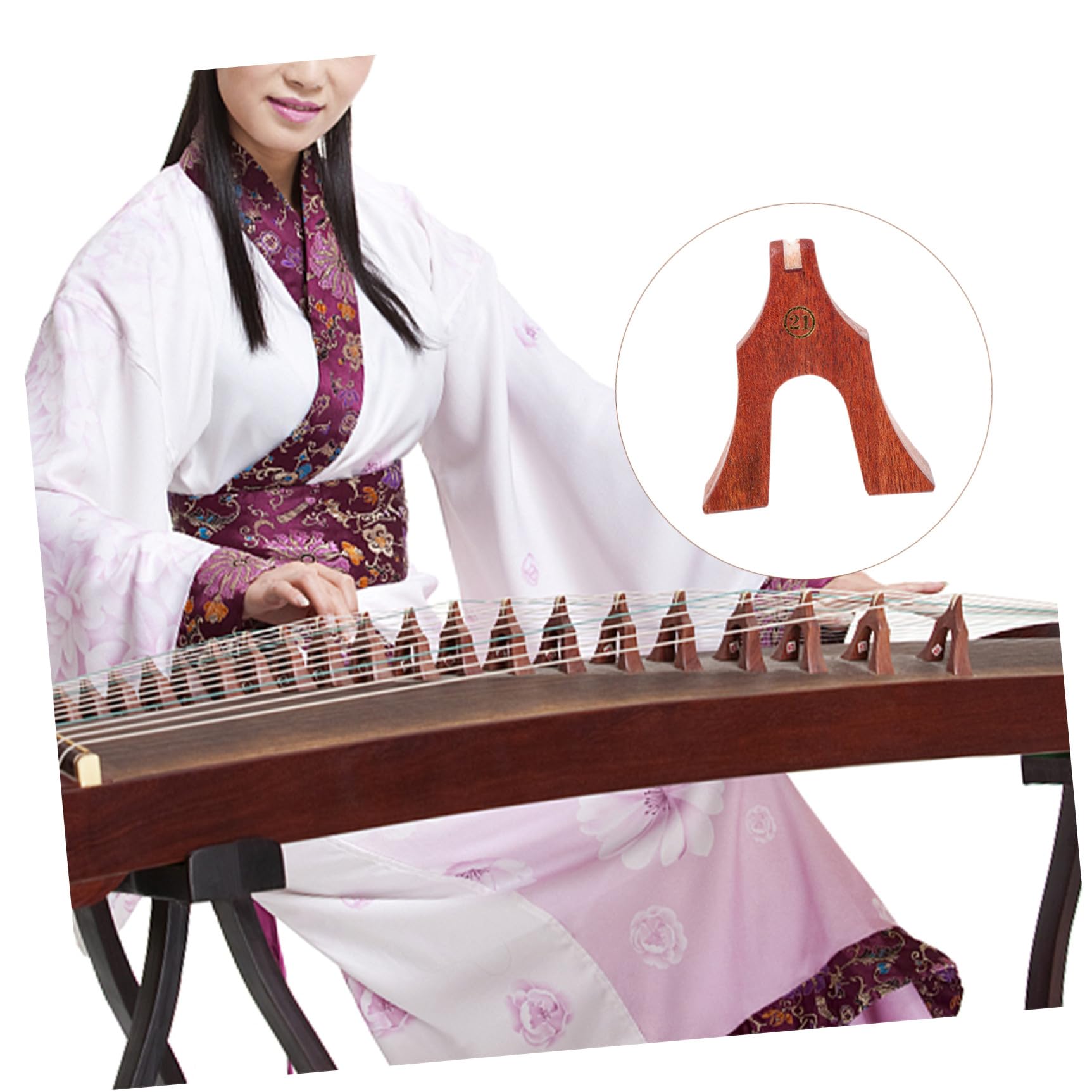 Abaodam 21 Stück Robuste Guzheng Brücke aus Braunem Holz mit Exquisiter Handwerkskunst und Praktischem Montagezubehör für Guzheng Spieler und Aufführungen
