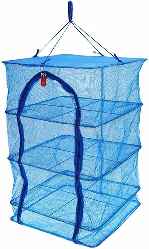 Miniatura 5 de Docooler Red de secado de carne de 4 capas Red de secado Red plegable Platos de pescado vegetal Malla colgante de secado con cremallera azul 40 40