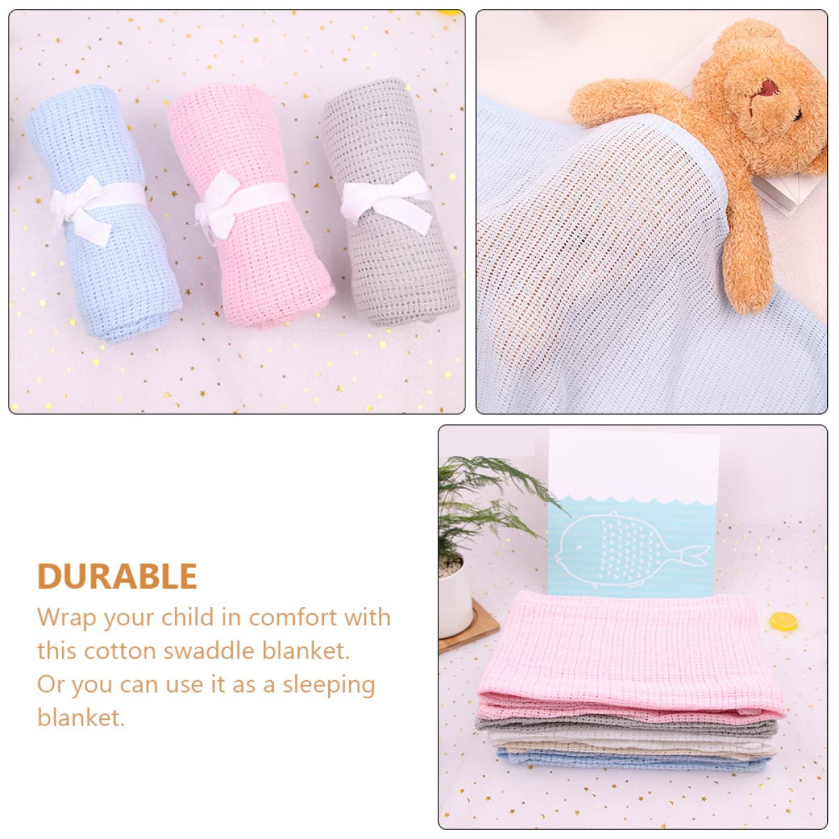 Coperta Cellulare per Neonati in Cotone Coperta Rinfrescante per Dormire Coperta Rinfrescante Design Traspirante Set da 3 Pezzi per Ragazzi E Ragazze