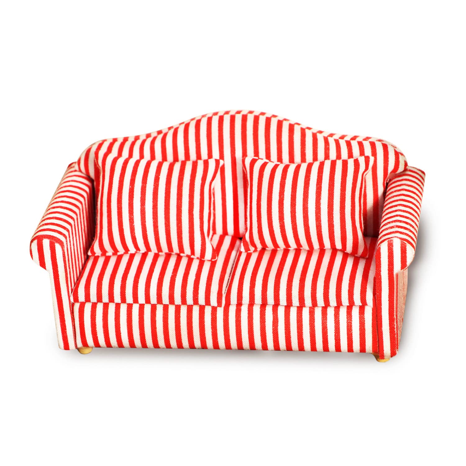 Dollhouse Couch Miniature Sofa with Pillows Dollhouse Living Room Funiture 1:12 Scale Model 3 Pcs High Simulation Upholstered Wooden Fabric Armchair