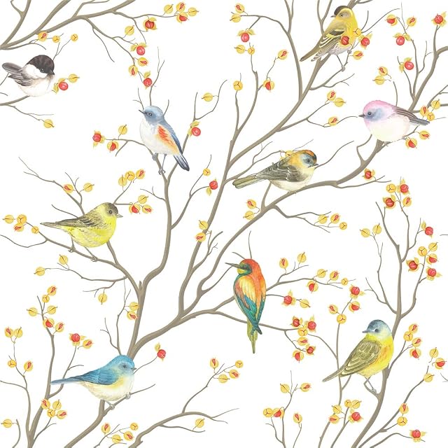 dktie Non-Adhesive Frosted Window Film, Decorative Bird Window Clings Vinyl, No Glue Static Cling Glass Film Removable for Room Décor, Bathroom, Kids Room, Bedroom (White, 90 x 200 cm)