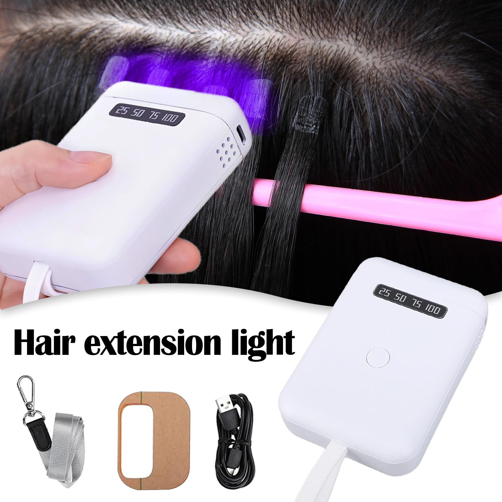 Dispositivo De Extensión De Cabello, Para Extensiones De Cabello Real 405 Nm Kit De Extensiones De Cabello Mejorado 5000 Mah Lámpara De Extensión Portátil Recargable