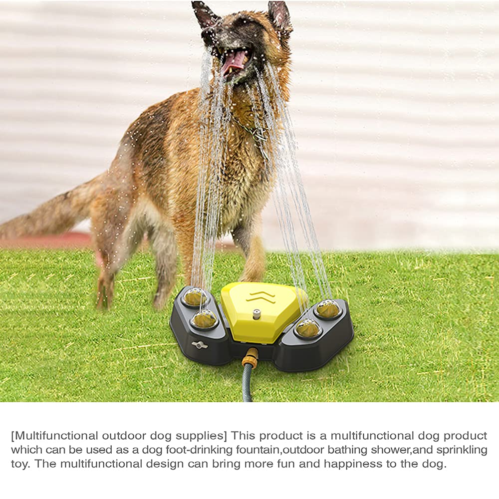 Fuente de agua multifuncional para perros, fuente automática para mascotas, fuente de agua activada por patas, dispensador de riego para perros con 4 boquillas para perros pequeños, medianos y grandes