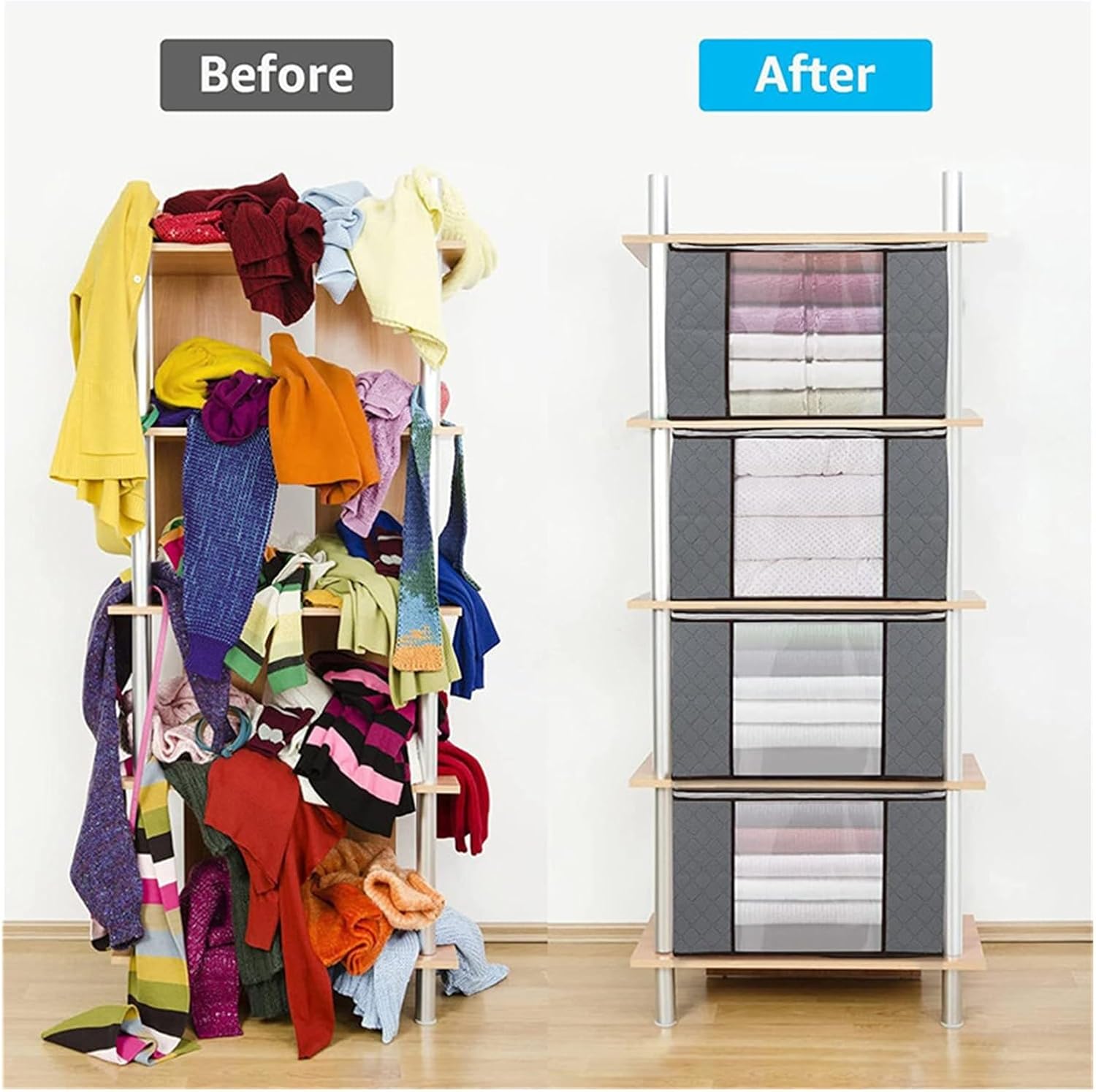 SBTRKT Dustproof Foldable Storage Bags Large Capacity Moistureproof Organizer Box Blanket Cabinet Organizer Quilt Clothes Storage Boxes (Color : Brown, Size : 1PCS)