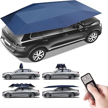 Automatic Car Umbrella Tent Movable Carport Folded Portable, Car Umbrella Sun Shade Cover Tent, Folding Carport Perfect for Daily Parking, Car Shows, Outdoor Events & Weekend Meets Blue