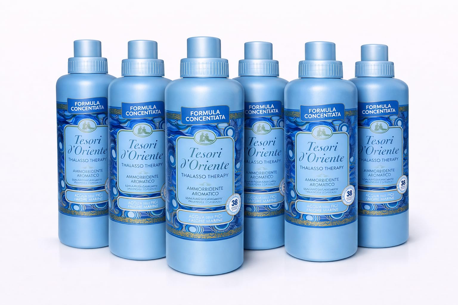 Suavizante concentrado Tesori d'Oriente Thalasso Therapy – Pack de 6 (6 x 760 ml) – Marca italiana, aroma a brisa marina (agua floreciente y algas marinas), frescura duradera, lavado extra suave
