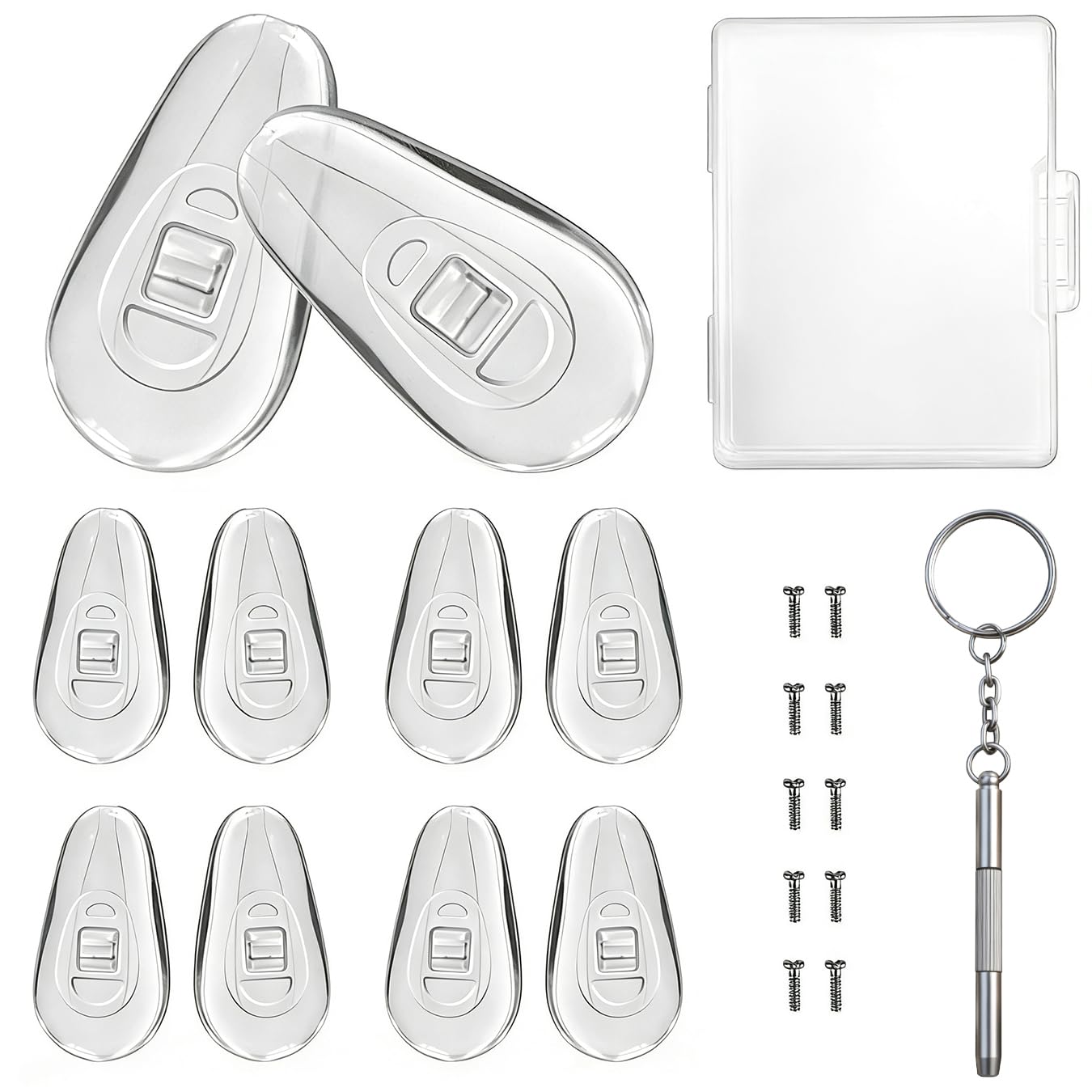 PTSLKHN 5 Pairs of Eyeglass Nose Pads, Upgraded 15x8mm Soft Silicone Air Chamber Eyeglasses Nose Pads, Screw-in Glasses Nose Pad Replacement Kit.