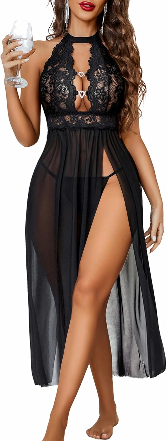 Avidlove Women Lingerie Lace Babydoll Nightdress Sexy Chemise Nightgown V Neck Nightdress Sleepwear