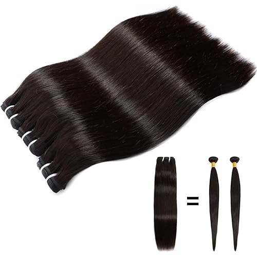 Lemoda Straight Virgin Human Hair Bundles 26 28 30 Inch 100% Unprocessed Straight Raw Human Hair Extensions Double Weft No Shedding No tangle Hair Weave Bundles Natural Black