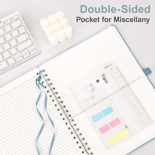 Miniatura 3 de AHGXG Cuaderno de espiral rayado de 8.5 x 11 pulgadas, cuadernos grandes A4 para mujeres y hombres, cuaderno de cuero de tapa dura con rayas