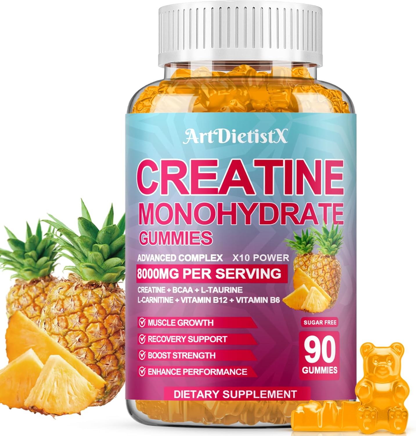 Creatine Monohydrate 8000mg Gummies with BCAA, L-Carnitine, Taurine & …