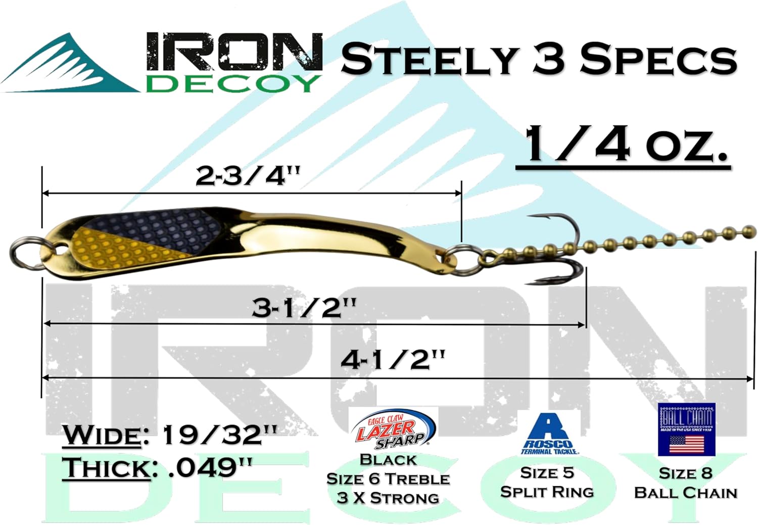 IRON DECOY Spoon Fishing Lures 3-Pack, Multi-Species Metal Spoons for Trout, Walleye, Bass, Salmon, Pike, Ice Fishing & Trolling, Vibrating Spoon Lure Kit