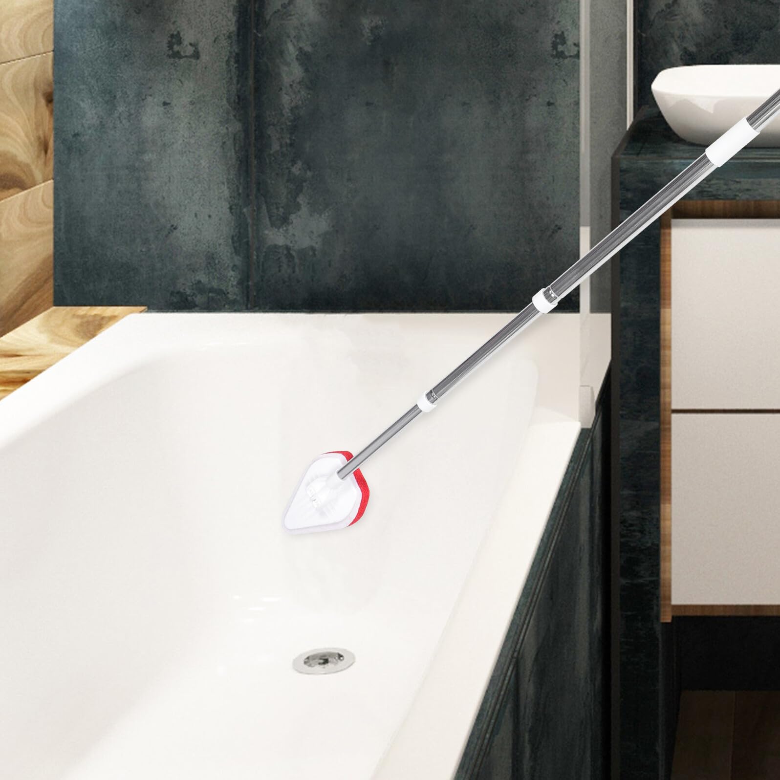 Cabilock Cepillo Fregador de Suelos Cepillo Multifuncional con Mango Extensible de Acero Inoxidable y Pp para Limpiar Azulejos y Paredes para Patios y Bañeras