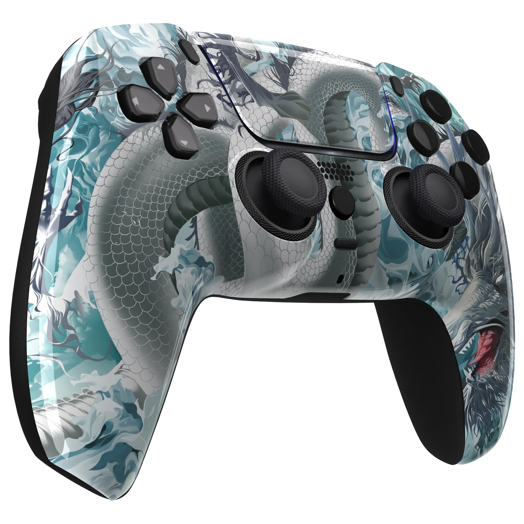eXtremeRate Luna Cover Ricambio per ps5 Controller,Custodia Copertura Frontale Scocca Shell Ridisegnato&Touchpad&Anelli Compatibile con ps5 Joystick BDM 010/020/030/040/050-Loong nelle Nuvole