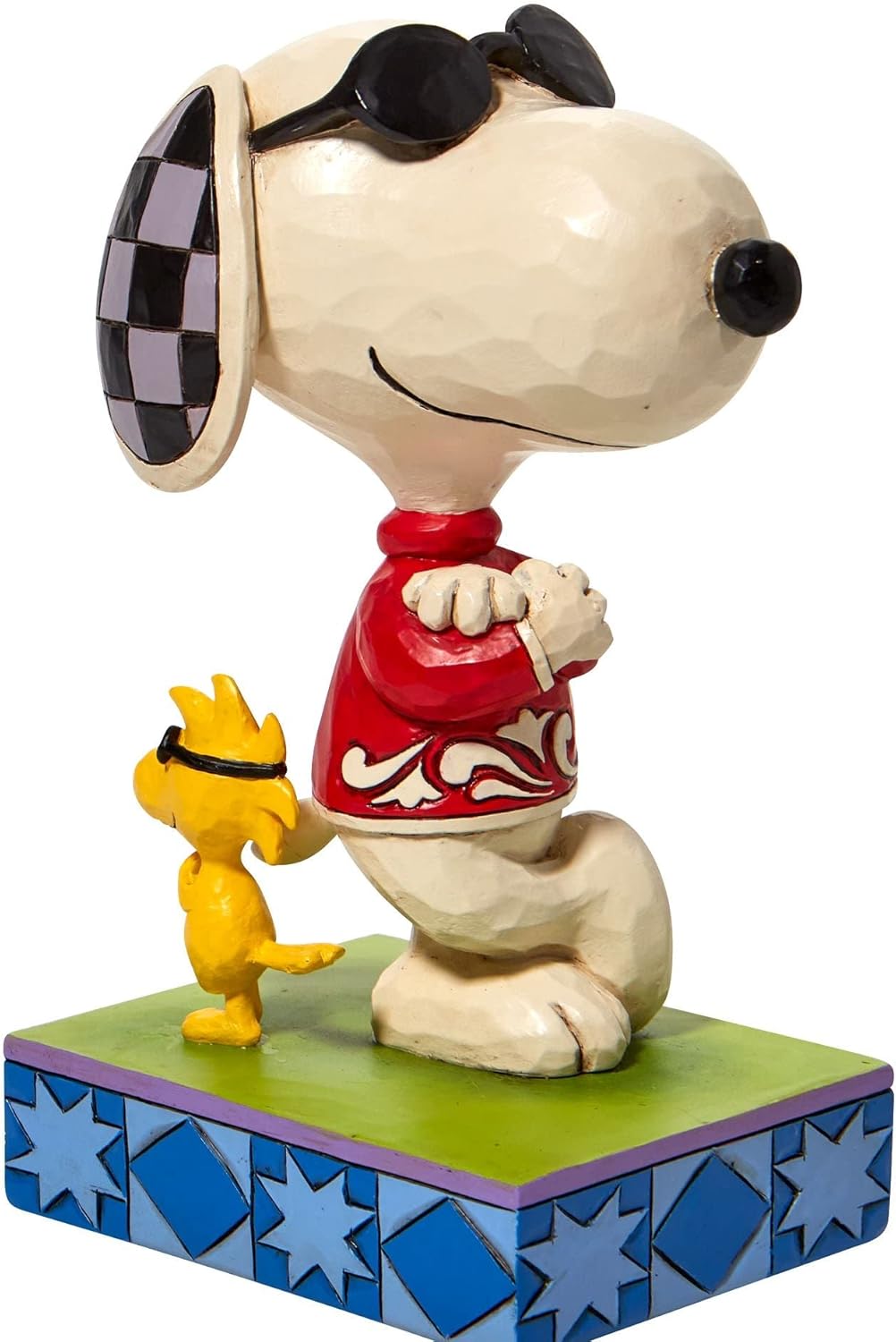 Enesco Jim Shore Peanuts Joe Cool Snoopy and Woodstock Back to Back Figurine, 5 Inch, Multicolor