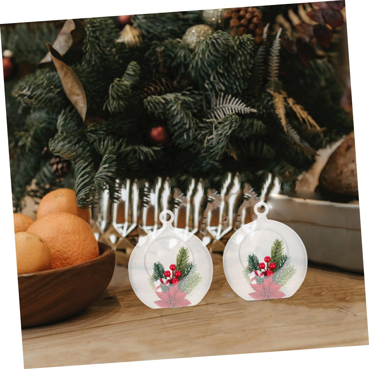 Lurrose Boules de Noël Transparentes à Remplir 20 Pcs Boules Creuses en Plastique 8 CM Décorations Suspendues pour Fêtes Mariages et Anniversaires Ornements pour Bougies et Fleurs