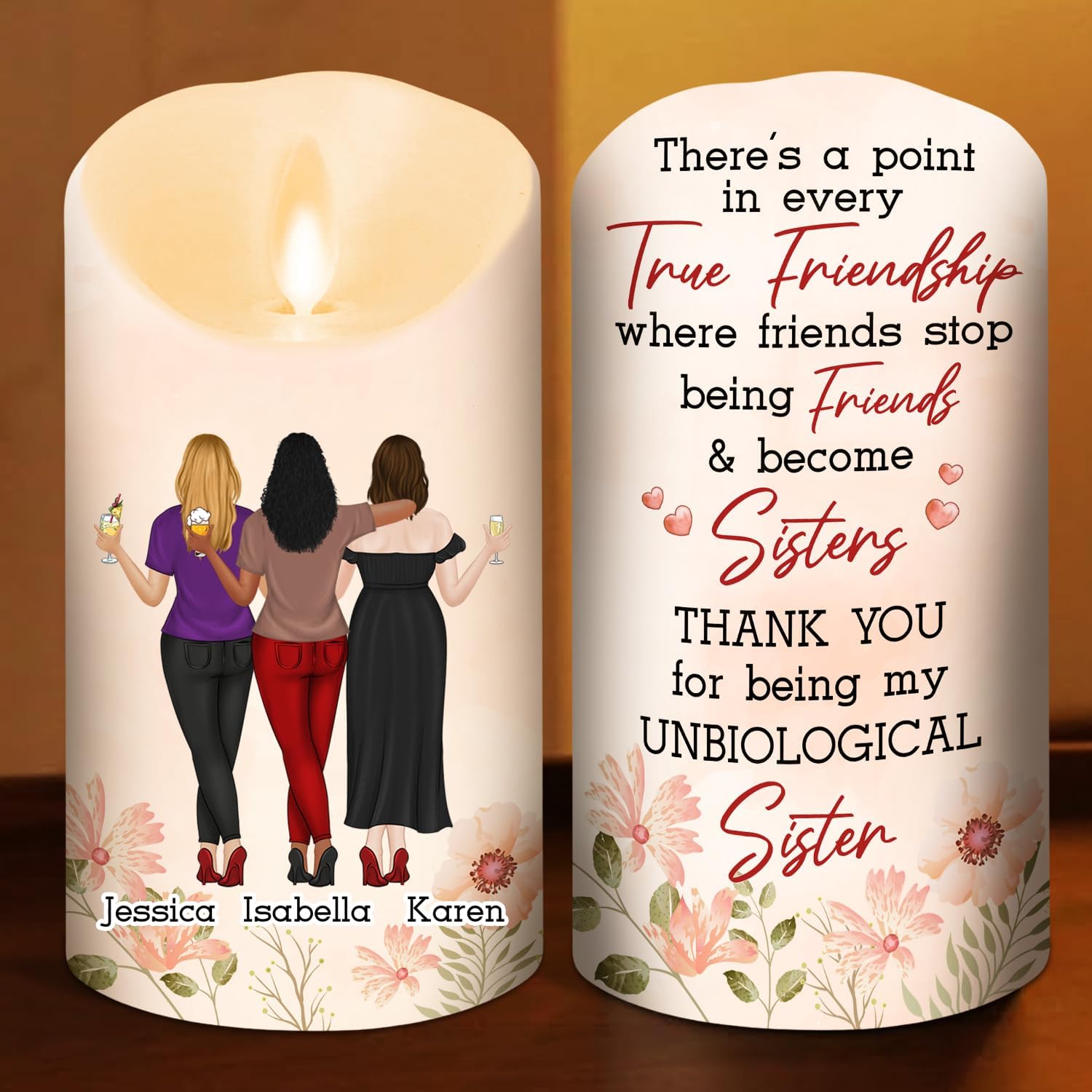 Wrappiness Best Friend Led Candle - Because of You I Laugh A Little Harder Personalized Led Light, Besties Forever Gift for Soul Sisters, Coworkers, Birthday Holiday Keepsake for Women