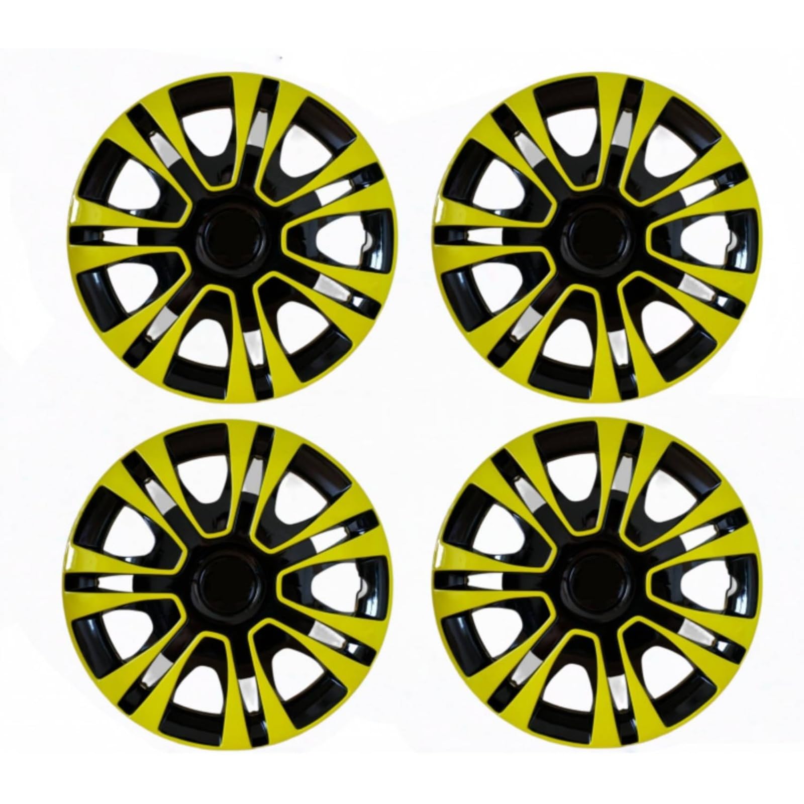 4 Pezzi Copricerchio per 13 Pollici Universale Borchia Perfetta Vestibilità Copricerchi per Auto, Giallo E Nero, 13 Pollici