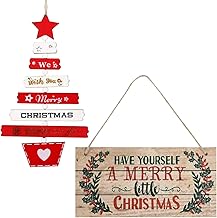 2 Pcs Decorative Signs Door Entrance Rectangular Christmas Tree Decorations Hanging Ornaments for Home Decoration