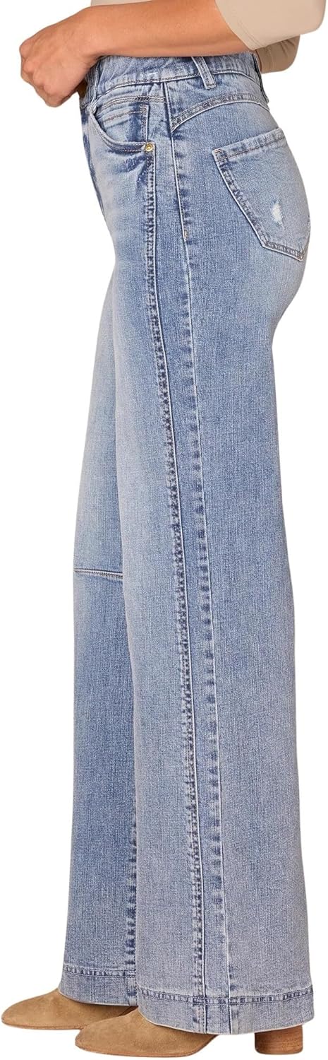 Democracy Women's Skyrise Ab Solution Round Up Wide Leg Jeans with Double Side Seam - Image 3