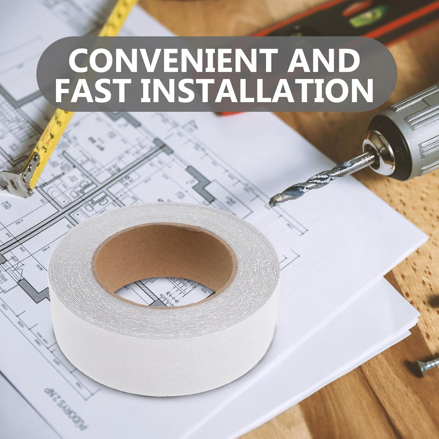 SEWACC Indoor Non-slip Stair Tape 4cm X 10m Anti-skid Waterproof Floor Adhesive Tape for Wooden Steps and Stairs Safety Traction