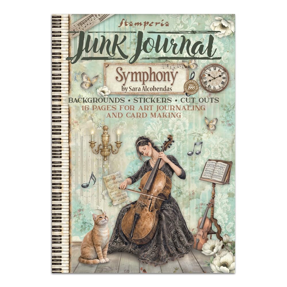 Stamperia - Junk Journal Stickers, Cut-Outs, and Backgrounds for Scrapbooks, Albums, Card Making, Bullet Journalling and More, Perfect for Hobbies, Crafts, and Gifting (Symphony)