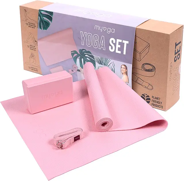 Myga Base Chakra Yoga Starter Set - Mat, Block & Strap for Beginners