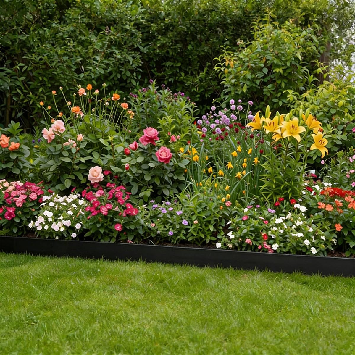 Landscape Edging 3IN x 49FT, Plastic Garden Edging Border Kit Flexible Edging for Landscaping with 75pcs Metal Spikes, Tool-Free Lawn Edging for Flowerbeds, Yard, Paving, Pathway