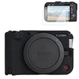 Rieibi Silicone Case for Canon EOS R50 V Camera, Soft Camera Protective Case for Canon EOS R50V Camera Accessories with 2 Screen Protectors, Black
