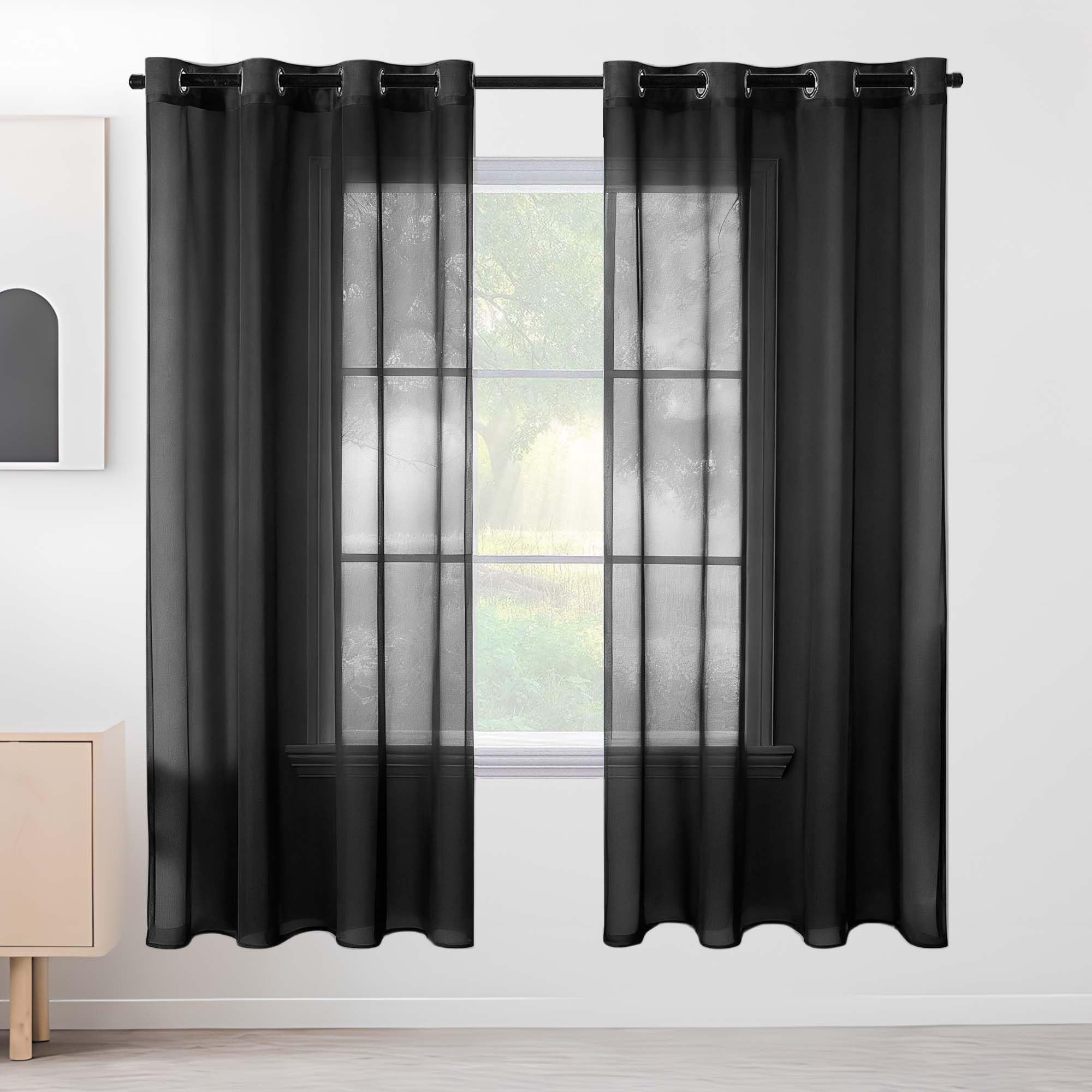 Rideaux voilages à oeillets 160 x 100 cm en tulle pour décoration de fenêtre