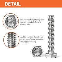 Vista 3 de Tornillos de cabeza hexagonal de 1/4-20 x 7/8 pulgadas, tornillos, tuercas, arandelas planas y de bloqueo, kit surtido de acero inoxidable 304
