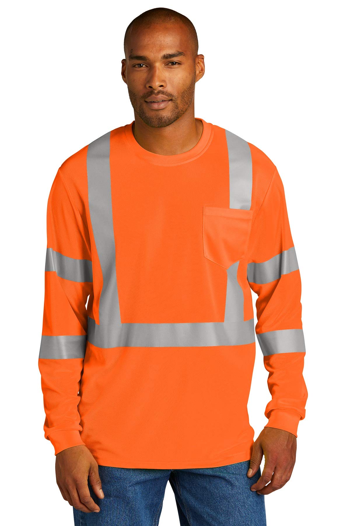 Cornerstone ANSI 107 Class 3 Mesh Long Sleeve Tee, Safety Orange, 5XL