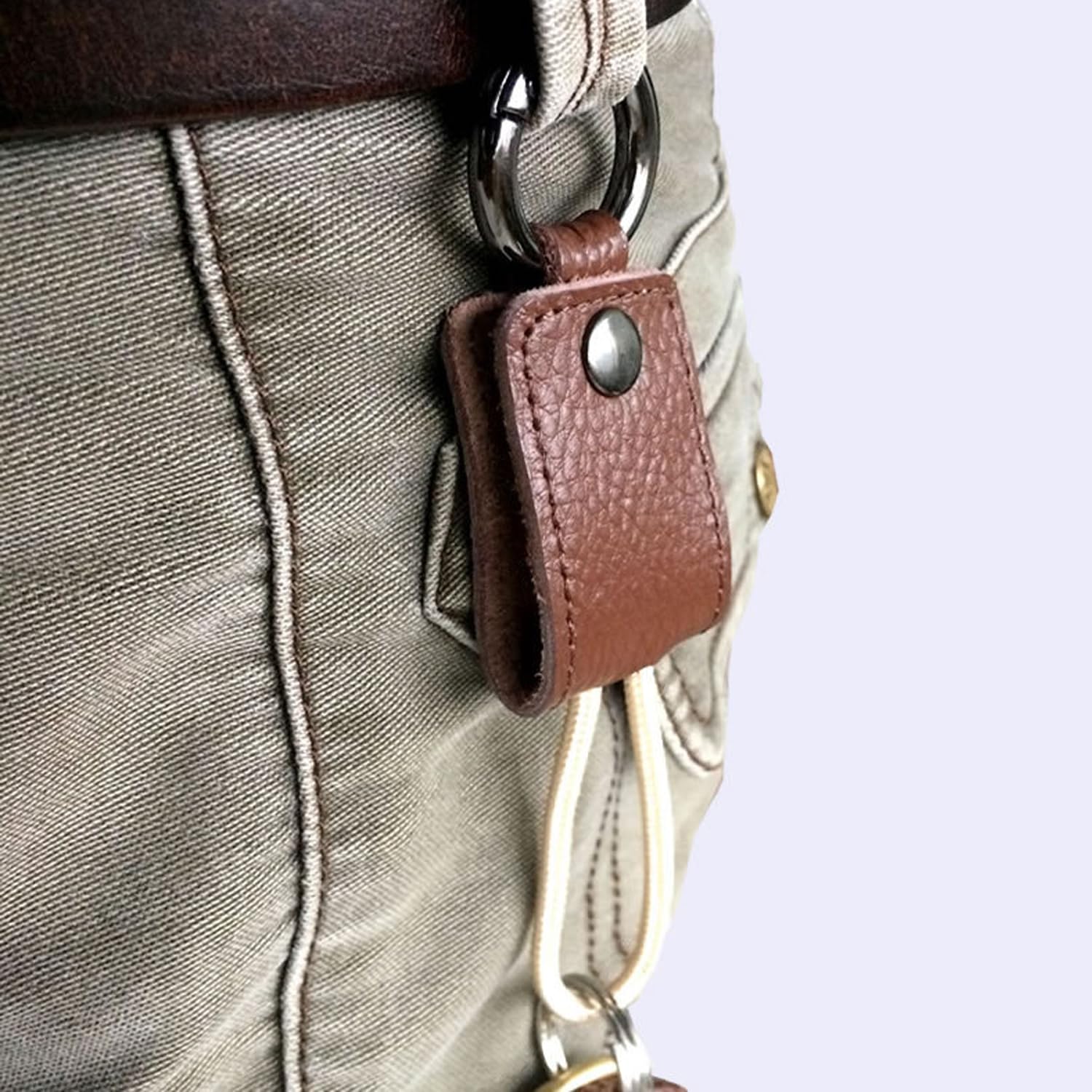 YIUWLMN 3Pcs Leather Cord Organizer First Layer Cowhide Leather Simple Retro Style USB Able Storage Sleeve Earphone Organizer Snap Closure for Easy Access