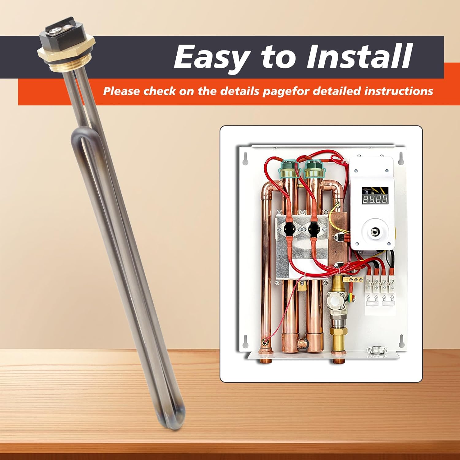 2Pack Titanium HE 90240 Water Heater Heating Element Replacement for EcoSmart ECO 18 27 36 Tankless Water Heater Parts, Screw-In 9KW 240V Element Replaces HE 80240 R004709024S SGB-2903 HA-P004 HA-P005