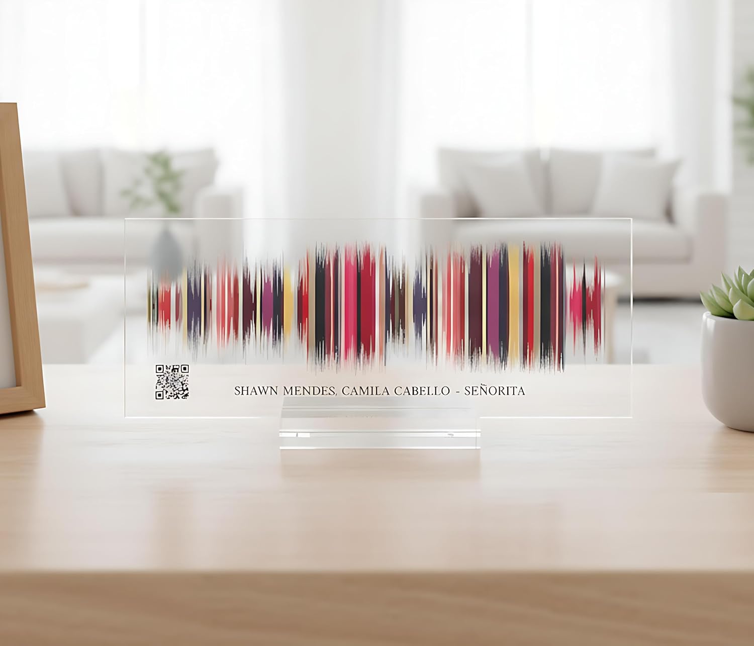 Sound Gifts Sound Wave Art Custom Sound Wave 3D Print Personal Voice Message or Sound Clip with Photo on Premium Clear Acrylic Glass Block 8"x3"