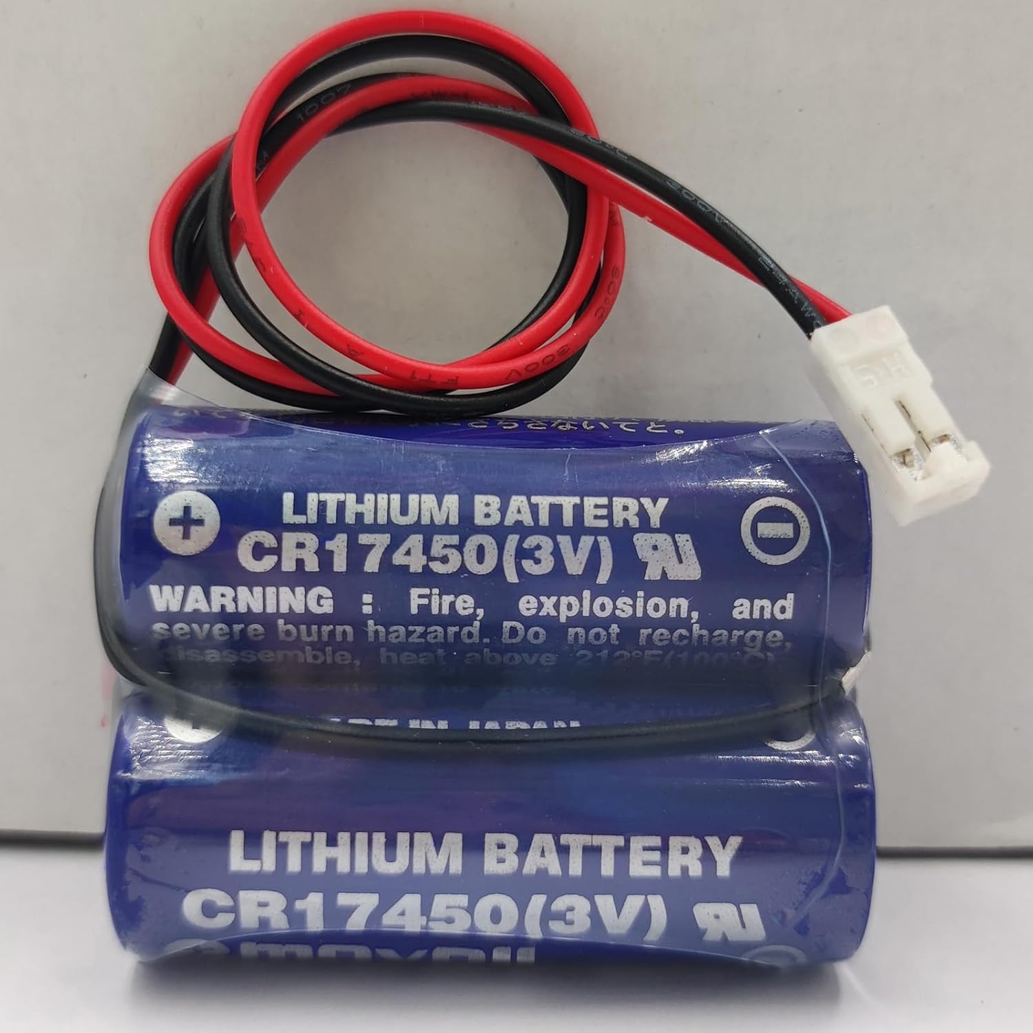 3V 2CR17450 2600mAh PLC Industrial Control Battery for Mazak CR17450-2WK27 / D80UB016170 CR17450 3V Inspection Machine Batteries, 2*CR17450 Parallel Battery Packs with Plug