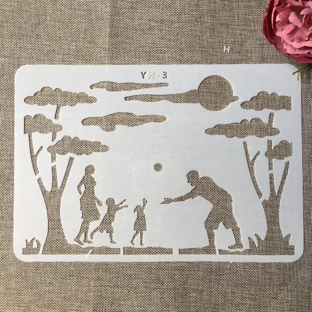 16 plantillas de personajes de paisaje A4 para pintar sobre madera, plantillas reutilizables para decoración del hogar, plantillas y plantillas de bricolaje para carteles, manualidades, arte