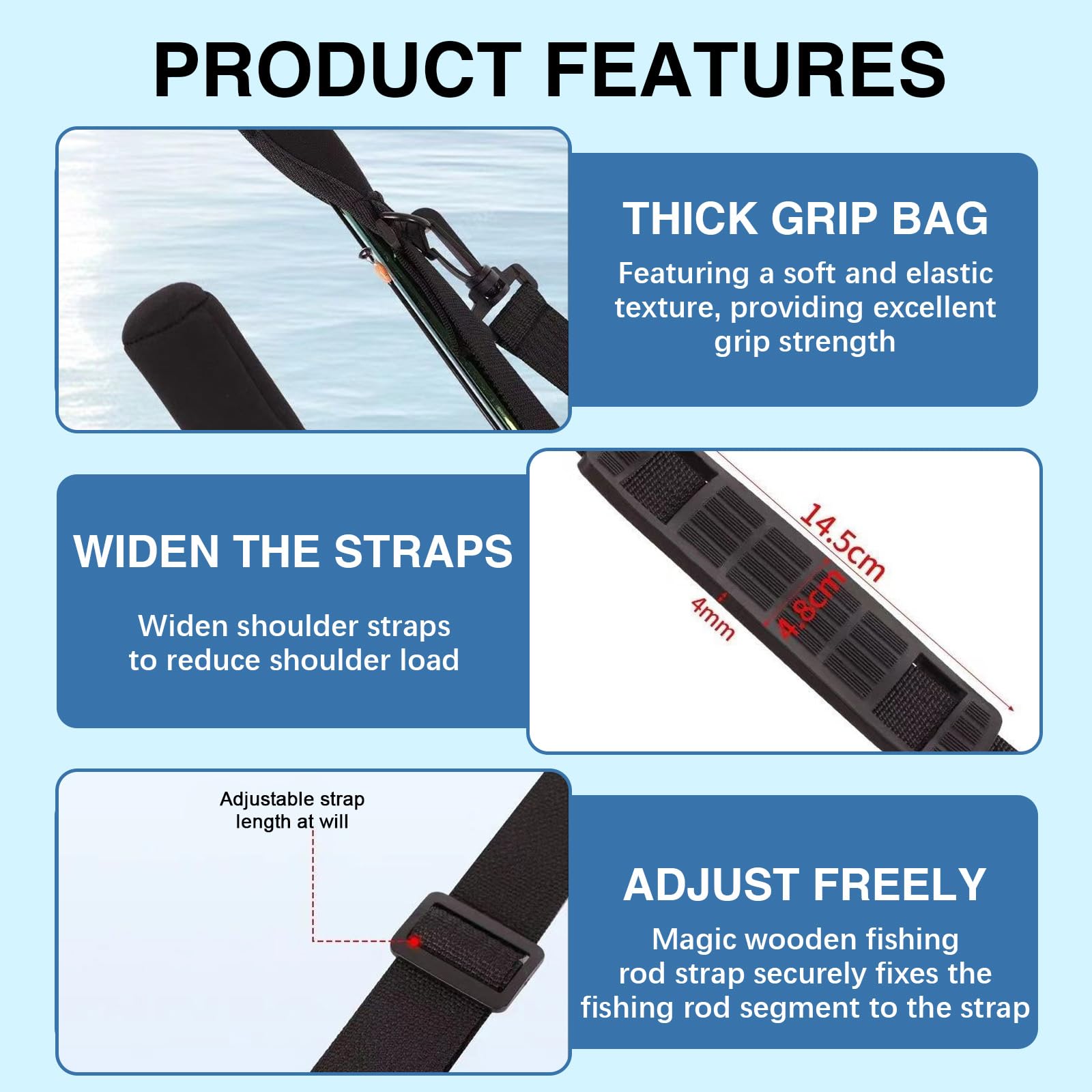 Magic Baits Rod Protector Adjustable, Rutenschutz aus Neopren, Schutz Angelruten-Röhrenhülle, Verstellbares Rutenband, 80-220 cm ﻿(Schwarz)
