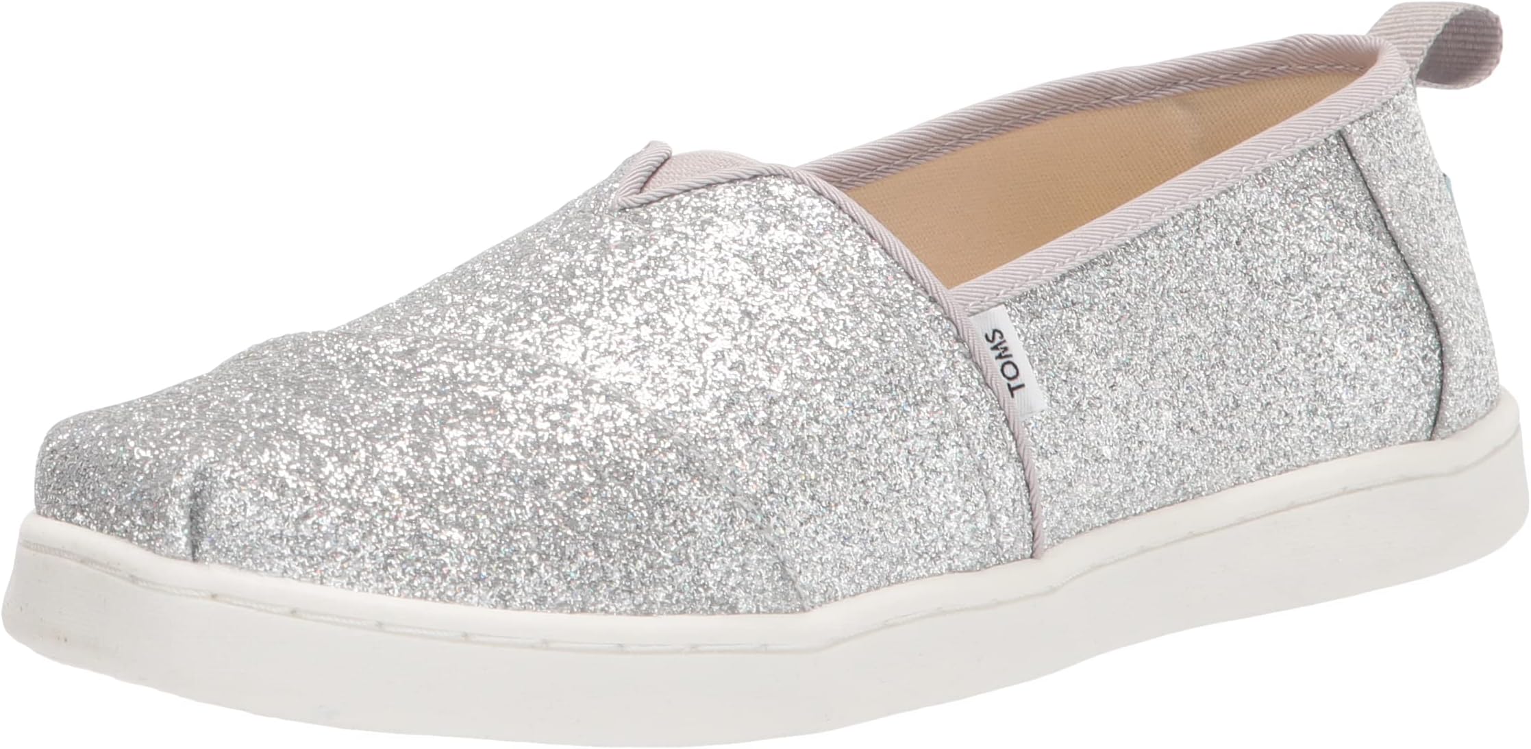 Girl's Alpargata Espadrilles, Silver Iridescent Glimmer, 12.5