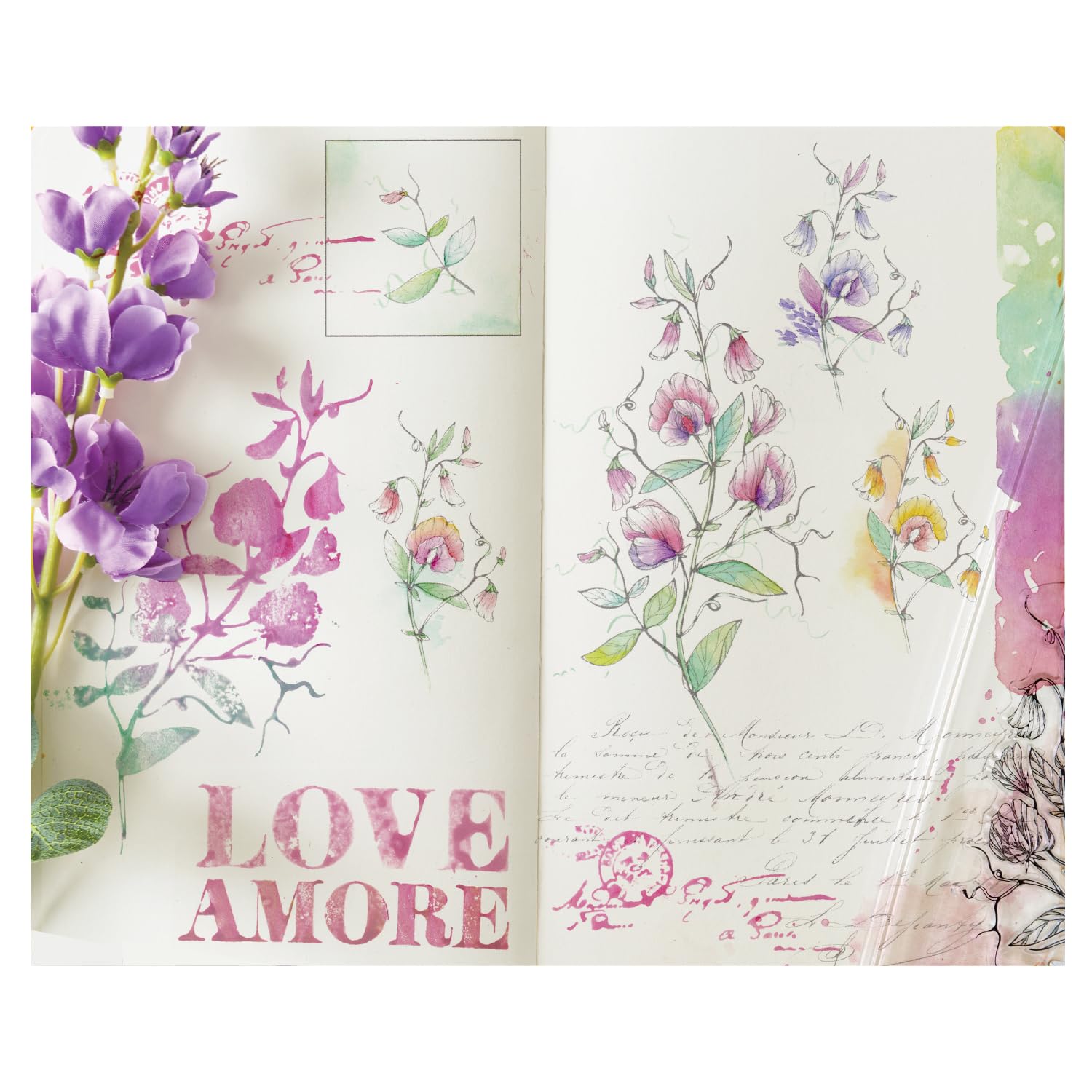 Sizzix Clear Rubber Stamp Set, Love Letters by Willow Wolfe, 13 Stamps
